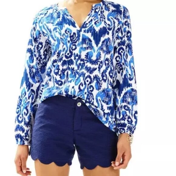 Lilly Pulitzer Buttercup model scalloped shorts true navy size 8 brand new tags - Picture 4 of 8